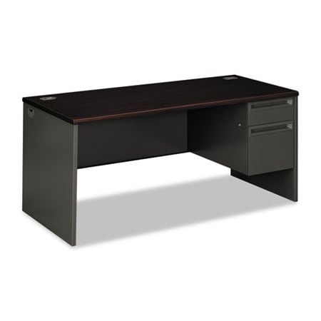 Hon HON, 38000 SERIES RIGHT PEDESTAL DESK, 66W X 30D X 29.5H, MAHOGANY/CHARCOAL 38291RNS